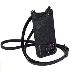 Bandolier Crossbody Phone Case Card holder Black Leather iPhone 12 Pro Max